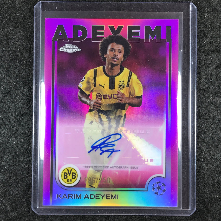 2024-25 Topps Chrome UEFA Club Comp KARIM ADEYEMI Chrome Auto Pink 186/250