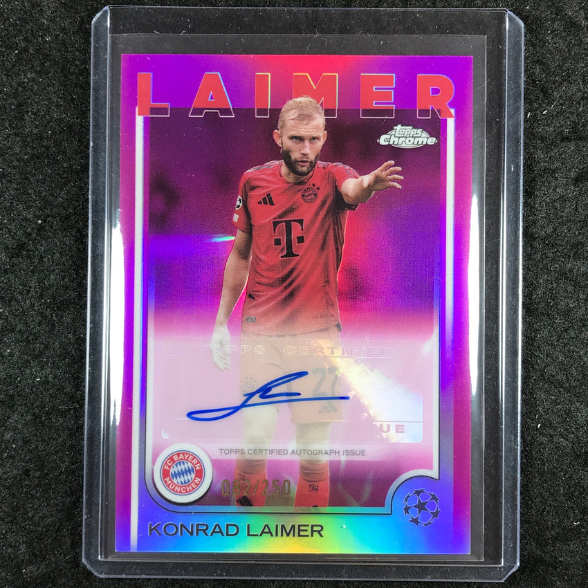 2024-25 Topps Chrome UEFA Club Comp KONRAD LAIMER Chrome Auto Pink 82/250