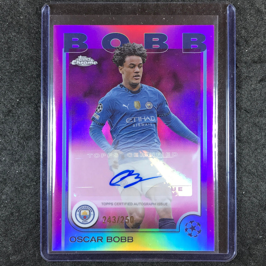 2024-25 Topps Chrome UEFA Club Comp OSCAR BOBB Chrome Auto Pink 243/250