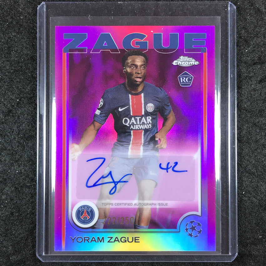 2024-25 Topps Chrome UEFA Club Comp YORAM ZAGUE Chrome Rookie Auto Pink 222/250