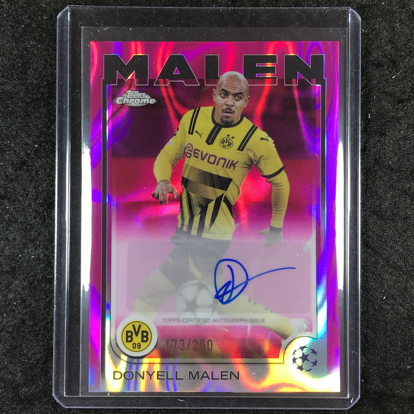 2024-25 Topps Chrome UEFA Club Comp DONYELL MALEN Chrome Auto Pink Lava 173/250