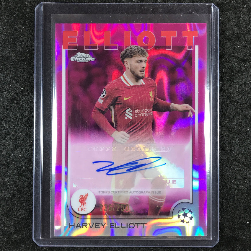 2024-25 Topps Chrome UEFA Club Comp HARVEY ELLIOTT Chrome Auto Pink Lava 236/250