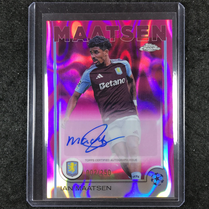 2024-25 Topps Chrome UEFA Club Comp IAN MAATSEN Chrome Auto Pink Lava 2/250