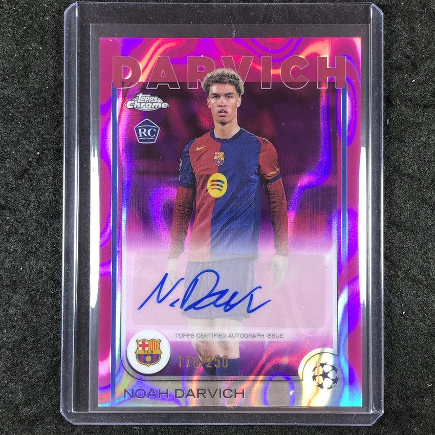 2024-25 Topps Chrome UEFA Club Comp NOAH DARVICH Rookie Auto Pink Lava 170/250