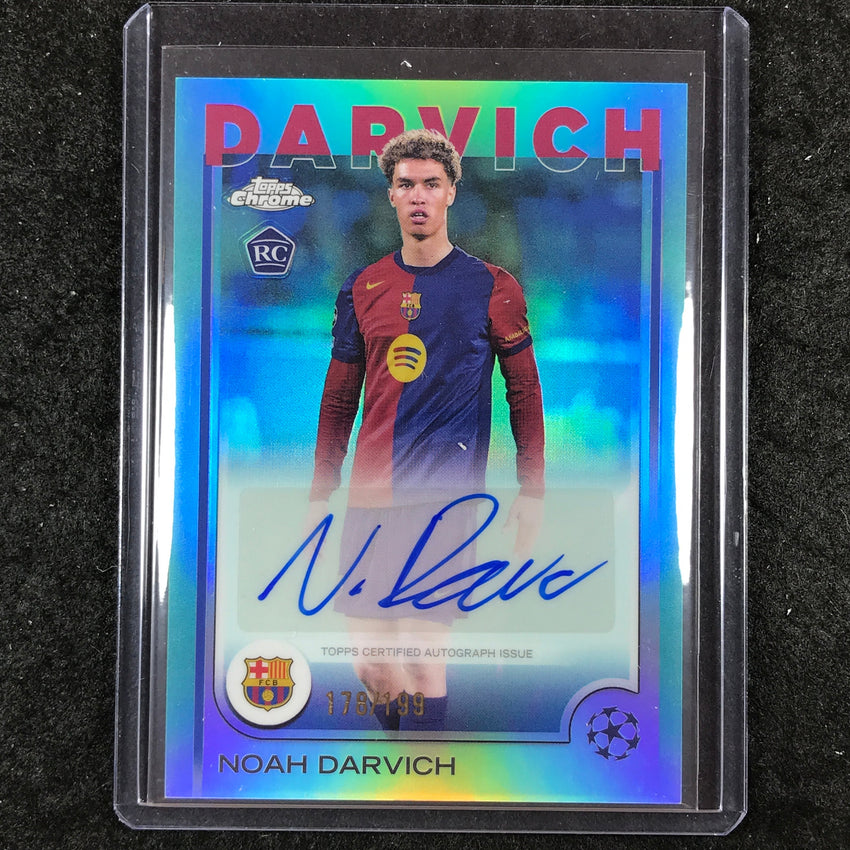 2024-25 Topps Chrome UEFA Club Comp NOAH DARVICH Chrome Rookie Auto Aqua 178/199