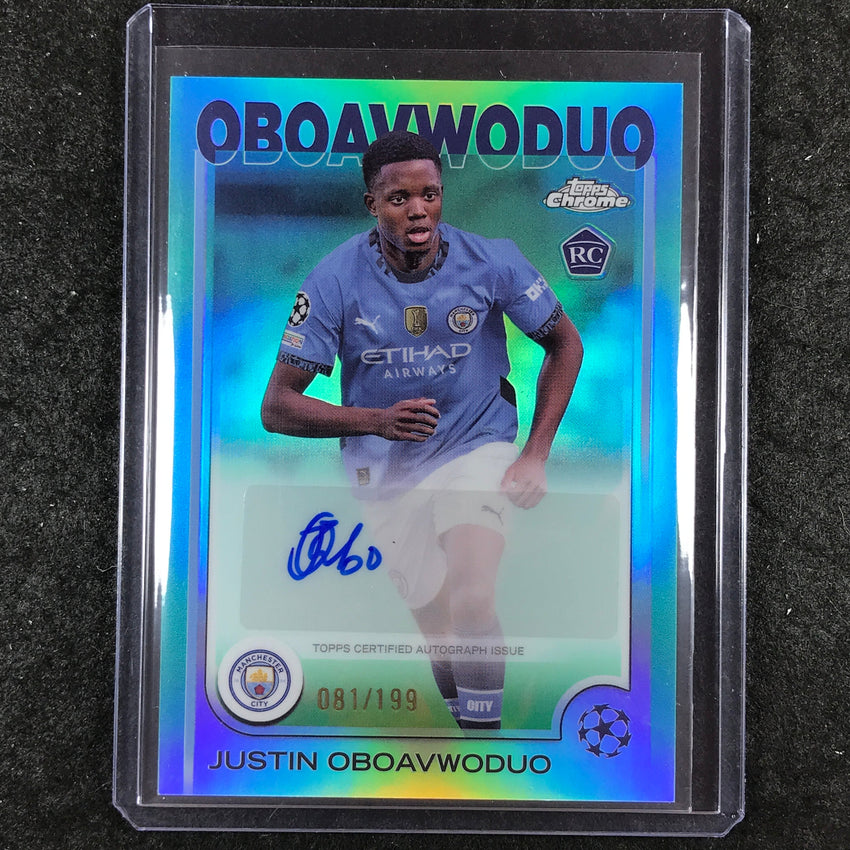 2024-25 Topps Chrome UEFA Club Comp JUSTIN OBOAVWODUO Rookie Auto Aqua 81/199