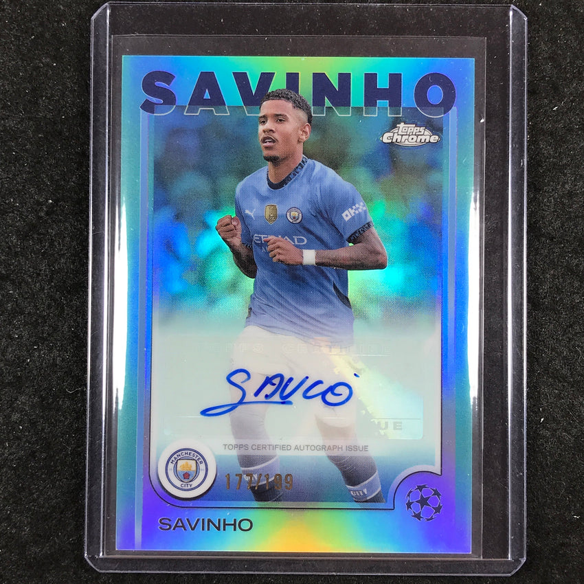 2024-25 Topps Chrome UEFA Club Comp SAVINHO Chrome Auto Aqua 177/199