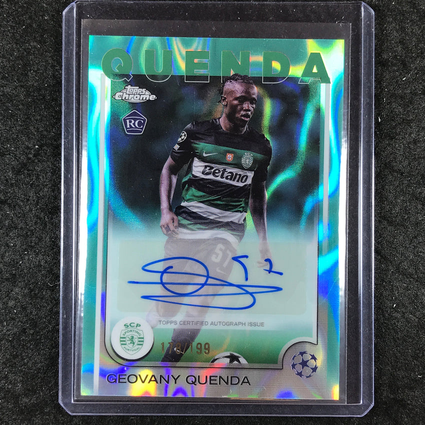 2024-25 Topps Chrome UEFA Club Comp GEOVANY QUENDA Rookie Auto Aqua Lava 178/199
