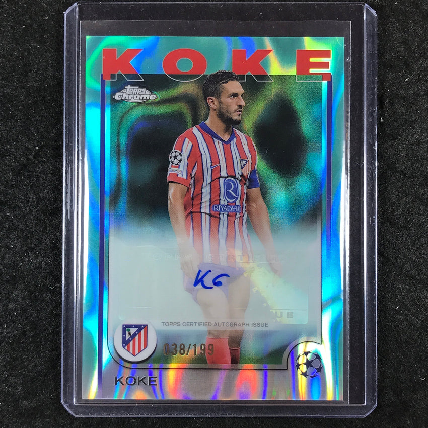 2024-25 Topps Chrome UEFA Club Comp KOKE Chrome Auto Aqua Lava 38/199