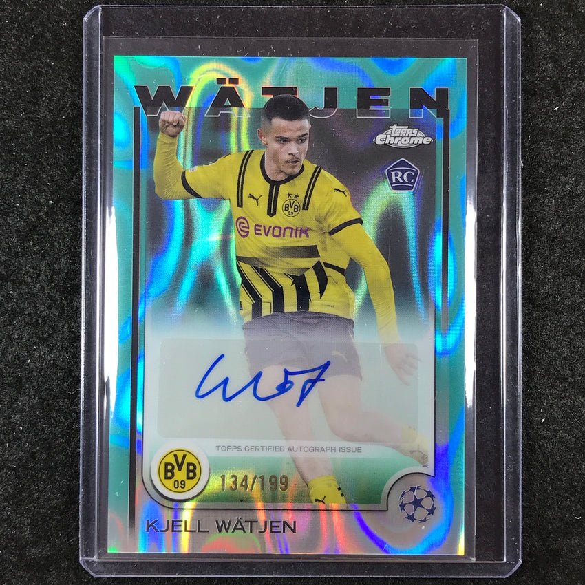 2024-25 Topps Chrome UEFA Club Comp KJELL WATJEN Rookie Auto Aqua Lava 134/199