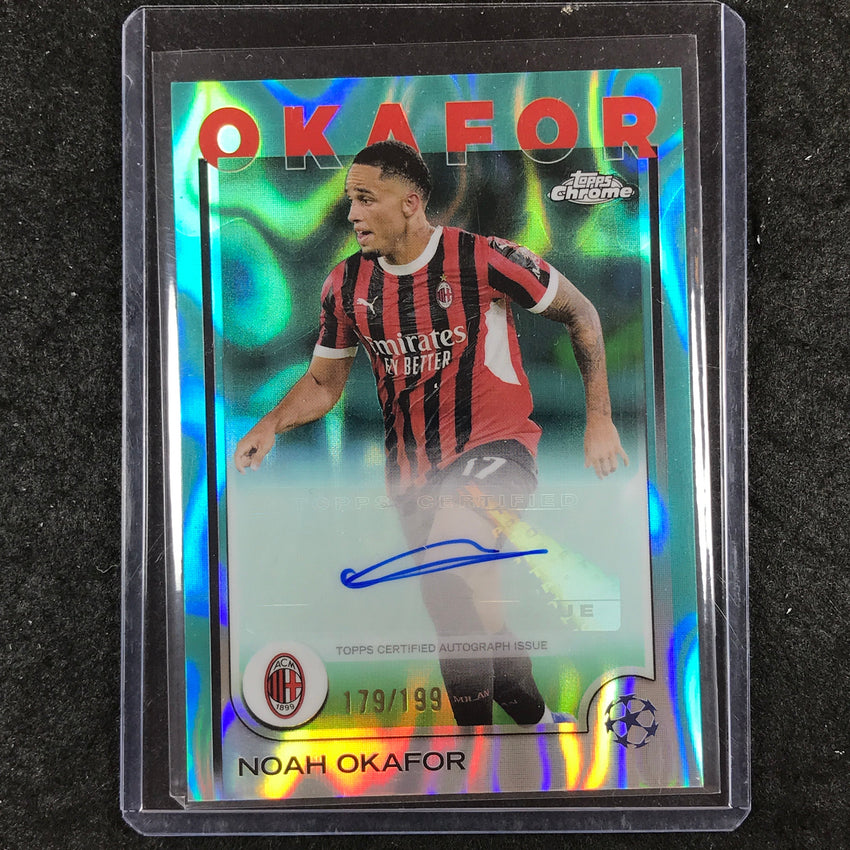2024-25 Topps Chrome UEFA Club Comp NOAH OKAFOR Chrome Auto Aqua Lava 179/199