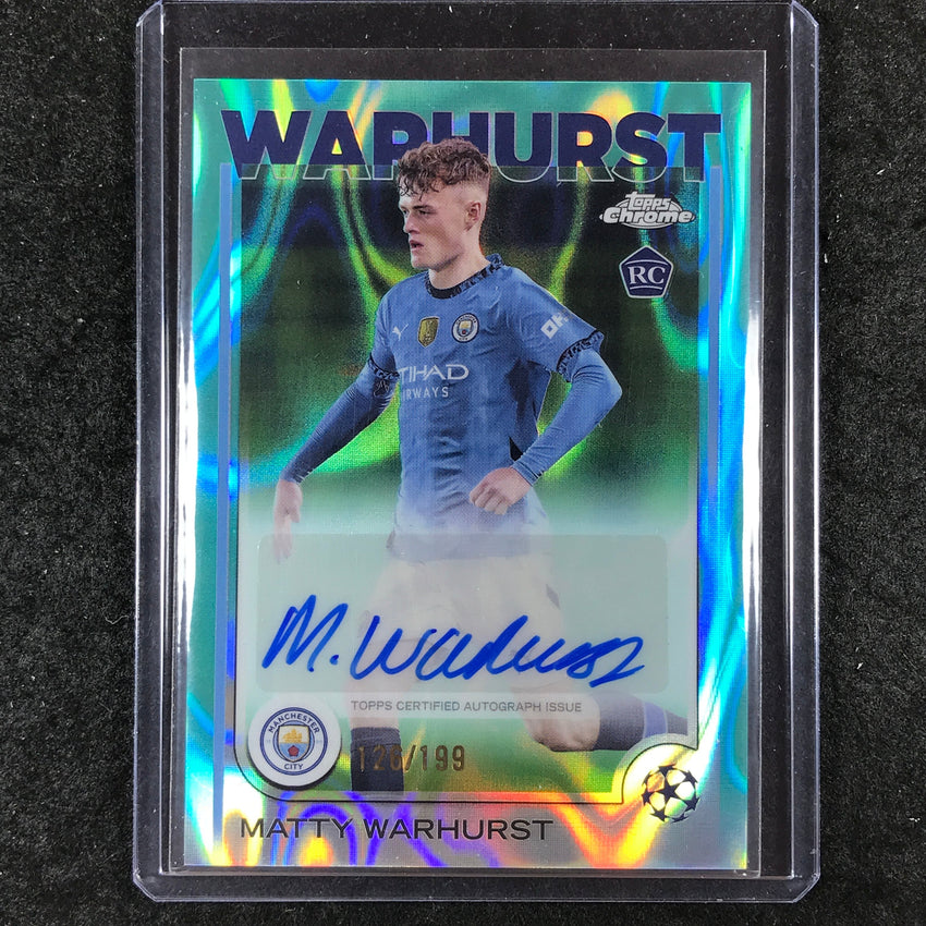 2024-25 Topps Chrome UEFA Club Comp MATTY WARHURST Rookie Auto Aqua Lava 126/199