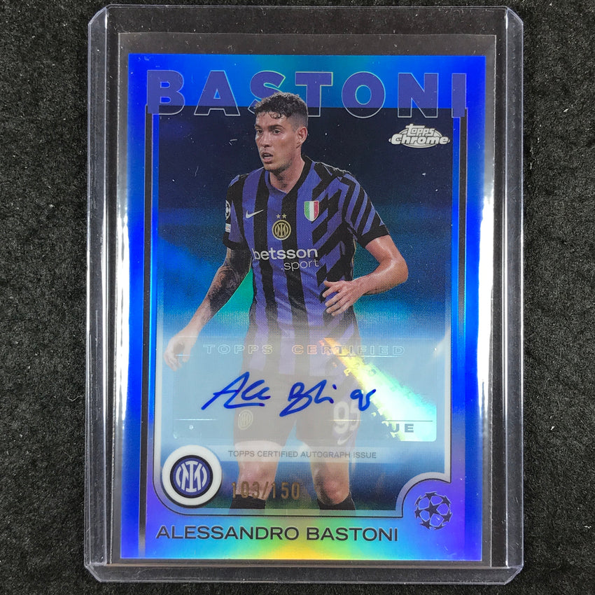 2024-25 Topps Chrome UEFA Club Comp ALESSANDRO BASTONI Chrome Auto Blue 103/150