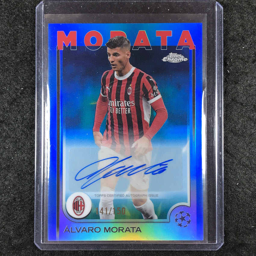2024-25 Topps Chrome UEFA Club Comp ALVARO MORATA Chrome Auto Blue 141/150