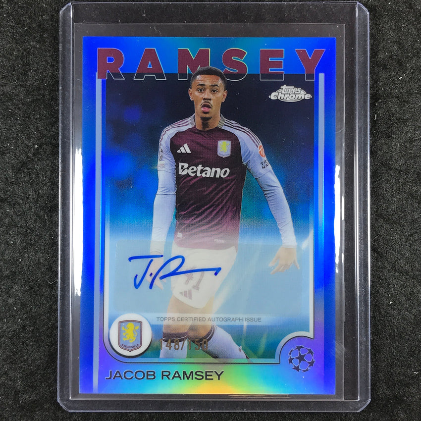 2024-25 Topps Chrome UEFA Club Comp JACOB RAMSEY Chrome Auto Blue 148/150