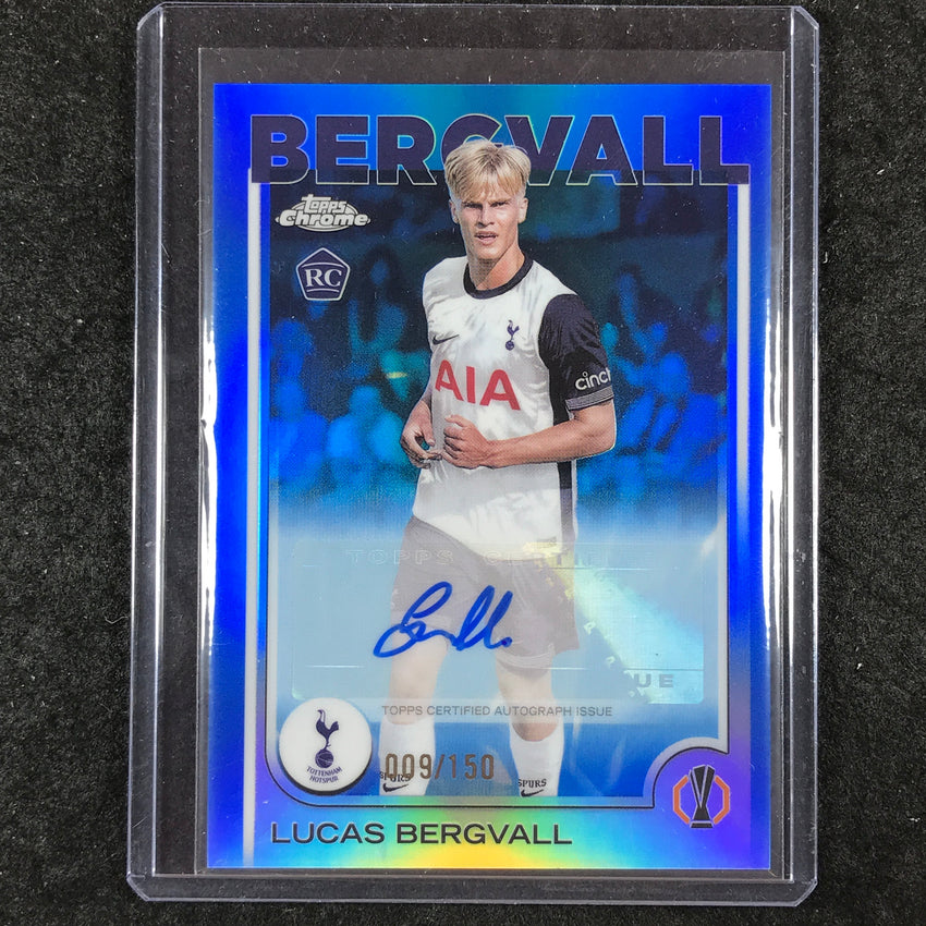 2024-25 Topps Chrome UEFA Club Comp LUCAS BERGVALL Rookie Auto Blue 9/150