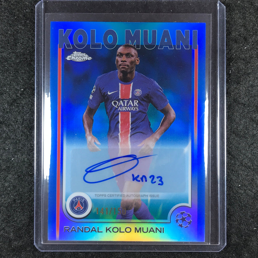 2024-25 Topps Chrome UEFA Club Comp RANDAL KOLO MUANI Chrome Auto Blue 141/150