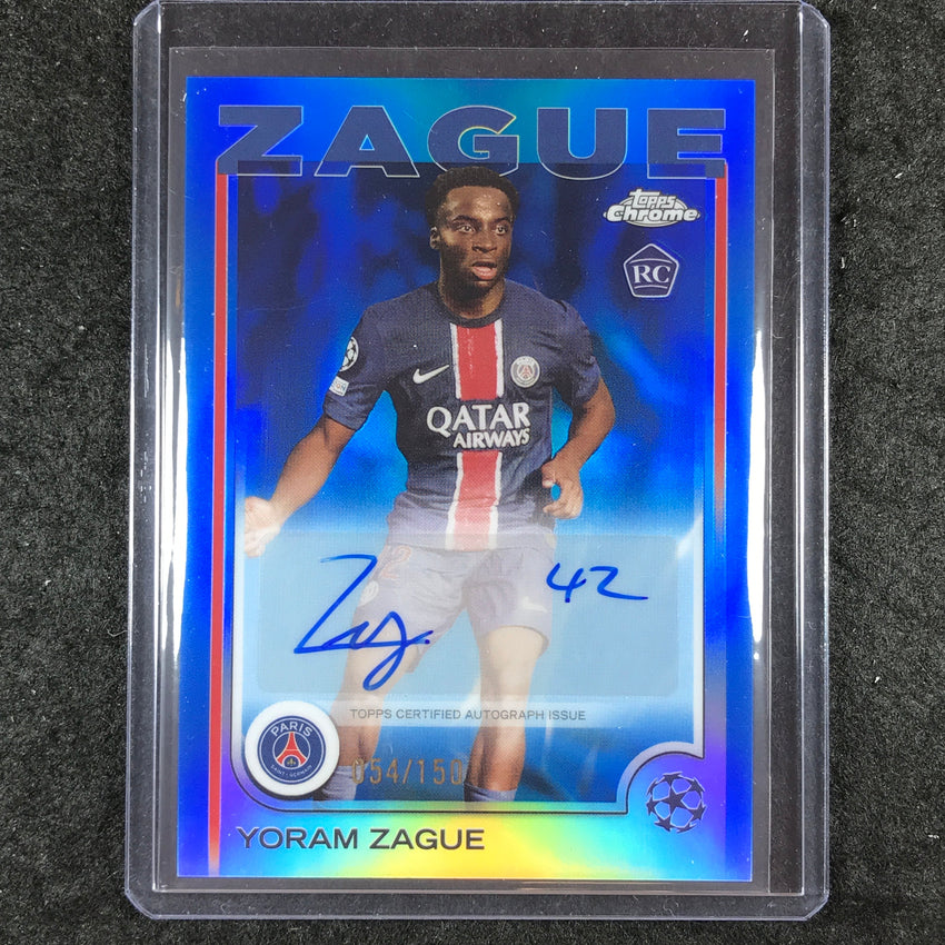2024-25 Topps Chrome UEFA Club Comp YORAM ZAGUE Chrome Rookie Auto Blue 54/150
