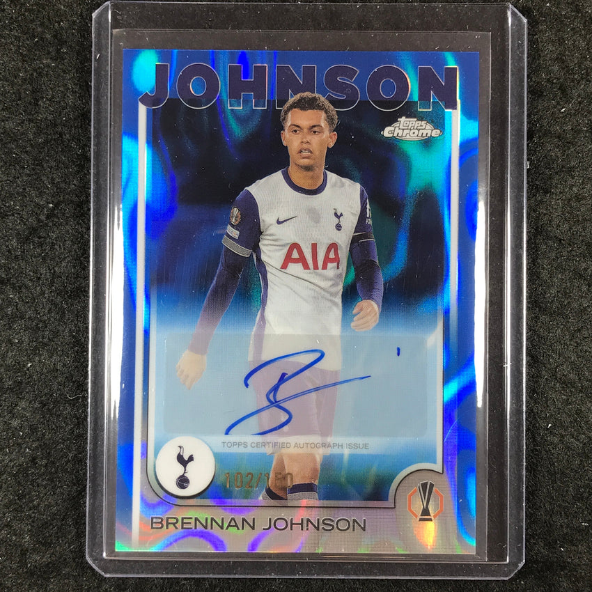 2024-25 Topps Chrome UEFA Club Comp BRENNAN JOHNSON Auto Blue Lava 102/150