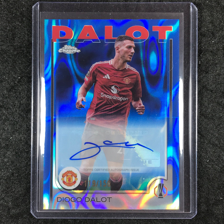 2024-25 Topps Chrome UEFA Club Comp DIOGO DALOT Chrome Auto Blue Lava 119/150