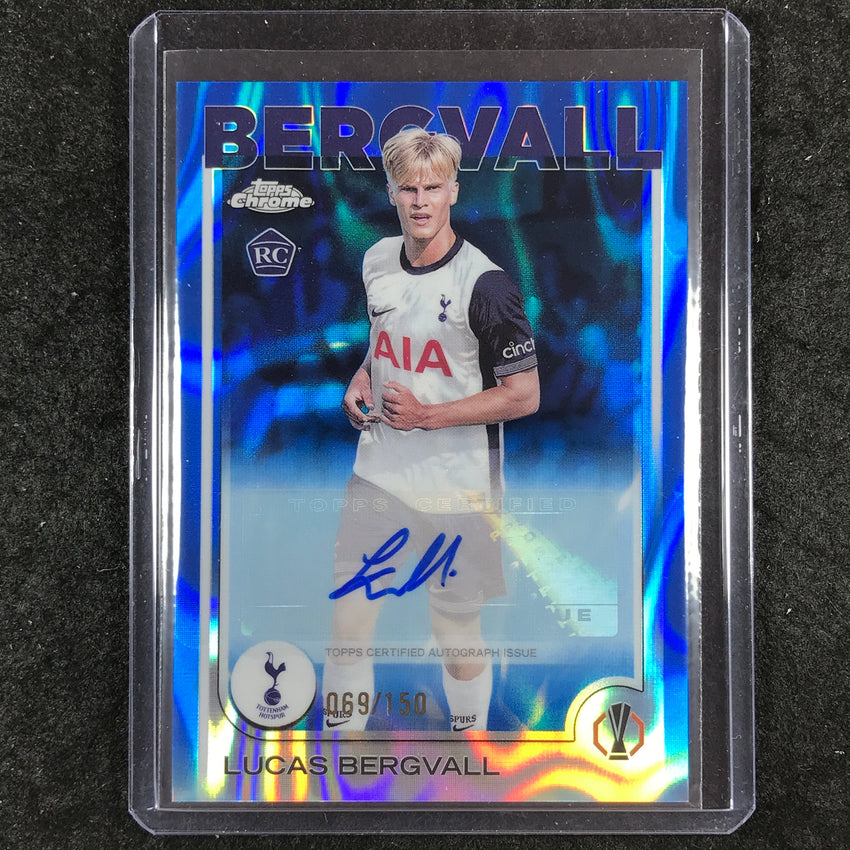 2024-25 Topps Chrome UEFA Club Comp LUCAS BERGVALL Rookie Auto Blue Lava 69/150