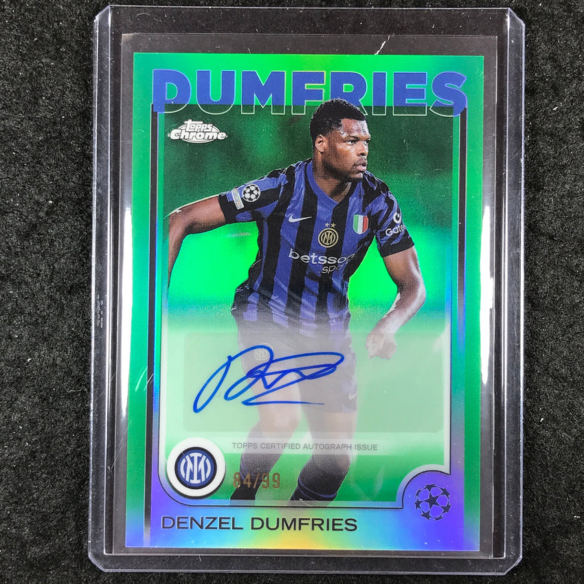 2024-25 Topps Chrome UEFA Club Comp DENZEL DUMFRIES Chrome Auto Green 84/99