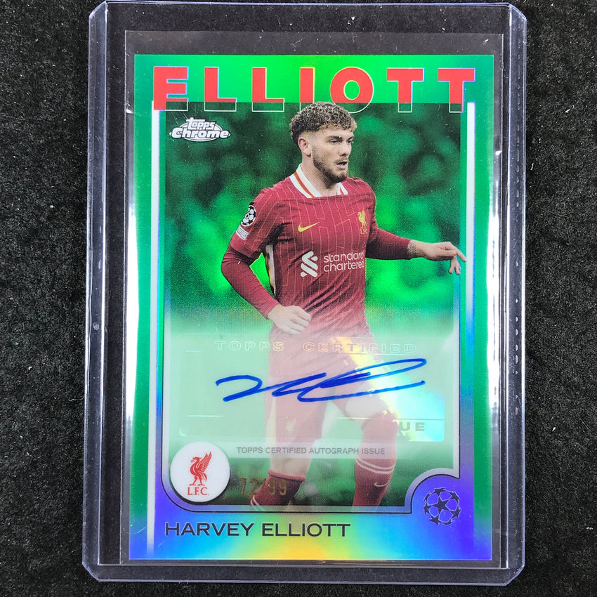 2024-25 Topps Chrome UEFA Club Comp HARVEY ELLIOTT Chrome Auto Green 72/99