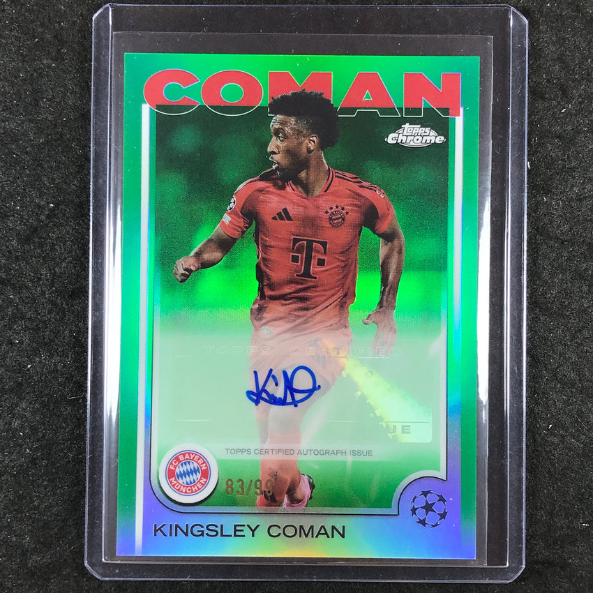 2024-25 Topps Chrome UEFA Club Comp KINGSLEY COMAN Chrome Auto Green 83/99