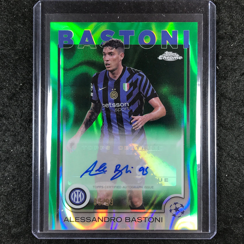 2024-25 Topps Chrome UEFA Club Comp ALESSANDRO BASTONI Auto Green Lava 85/99