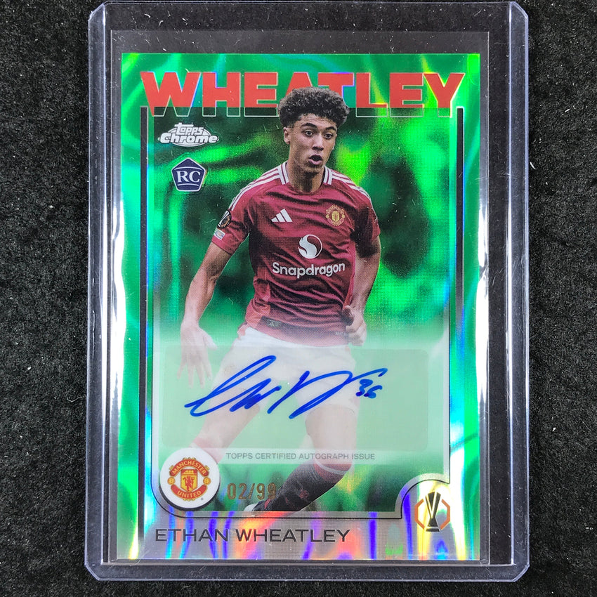 2024-25 Topps Chrome UEFA Club Comp ETHAN WHEATLEY Rookie Auto Green Lava 2/99