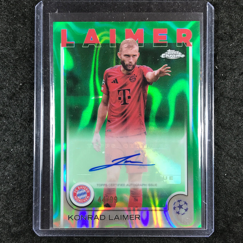2024-25 Topps Chrome UEFA Club Comp KONRAD LAIMER Chrome Auto Green Lava 44/99