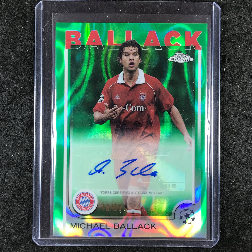 2024-25 Topps Chrome UEFA Club Comp MICHAEL BALLACK Chrome Auto Green Lava 10/99