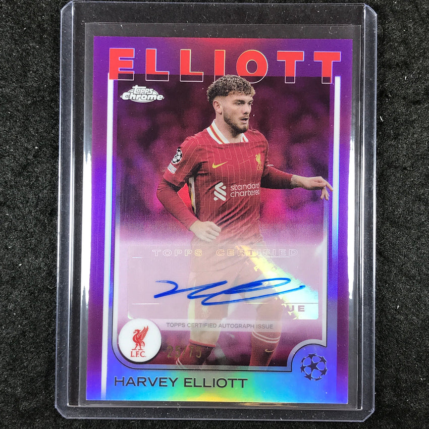 2024-25 Topps Chrome UEFA Club Comp HARVEY ELLIOTT Chrome Auto Magenta 25/75