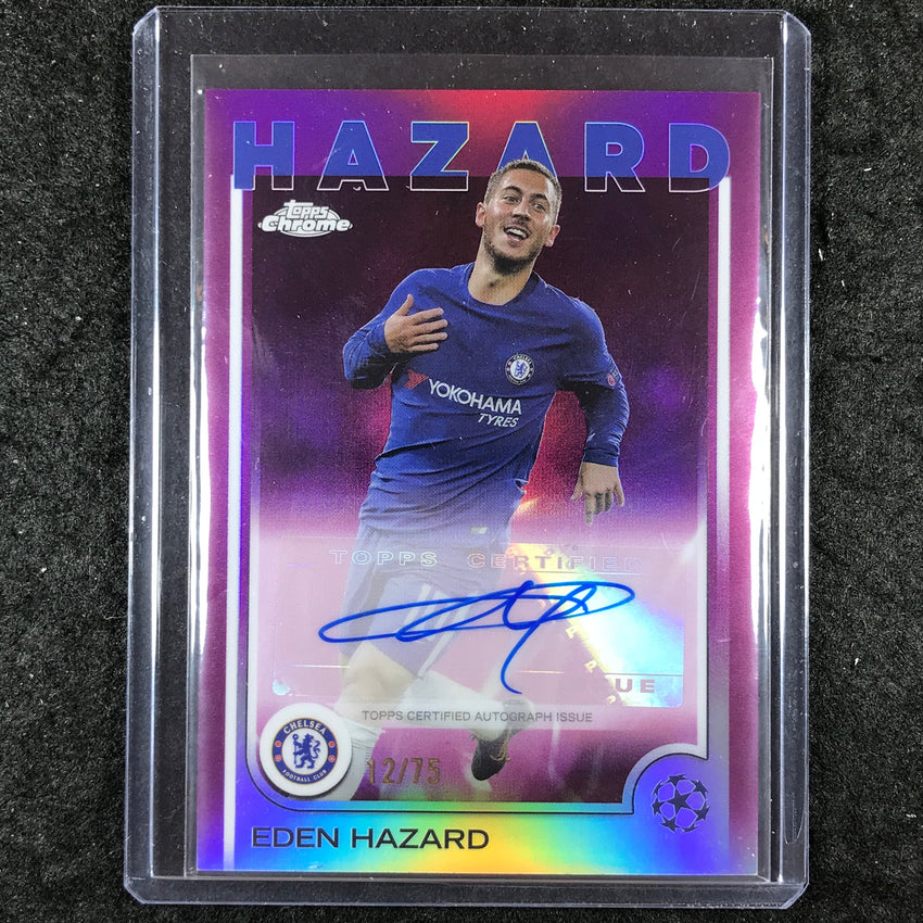 2024-25 Topps Chrome UEFA Club Comp EDEN HAZARD Chrome Auto Magenta 12/75