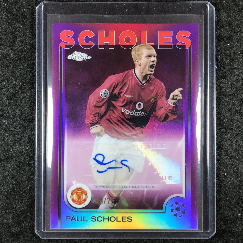 2024-25 Topps Chrome UEFA Club Comp PAUL SCHOLES Chrome Auto Magenta 69/75