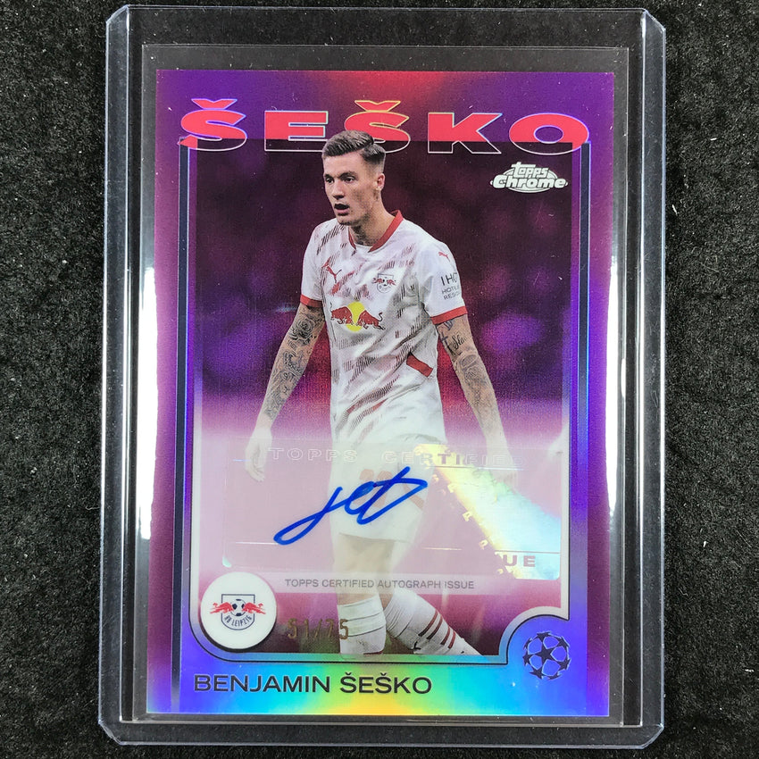 2024-25 Topps Chrome UEFA Club Comp BENJAMIN SESKO Chrome Auto Magenta 51/75