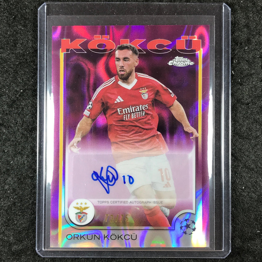 2024-25 Topps Chrome UEFA Club Comp ORKUN KOKCU Chrome Auto Magenta Lava 72/75