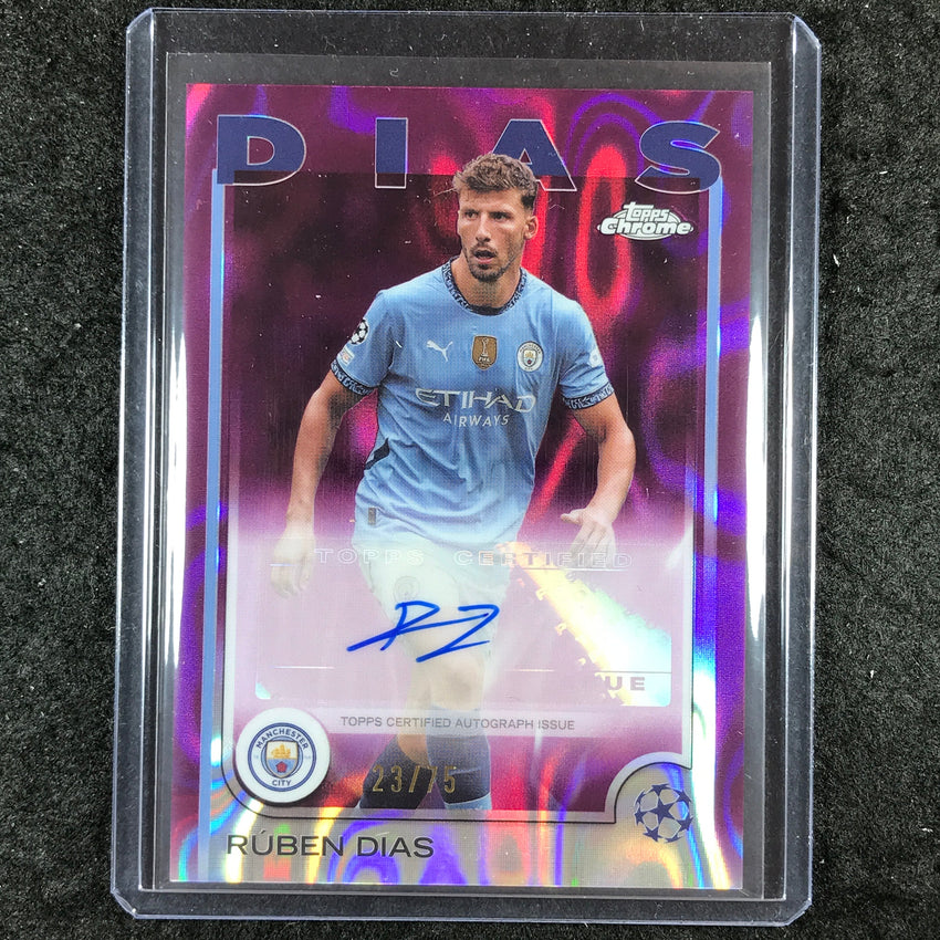 2024-25 Topps Chrome UEFA Club Comp RUBEN DIAS Chrome Auto Magenta Lava 23/75