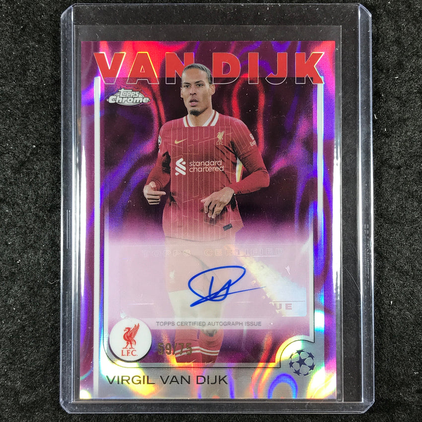 2024-25 Topps Chrome UEFA Club Comp VIRGIL VAN DIJK Auto Magenta Lava 59/75