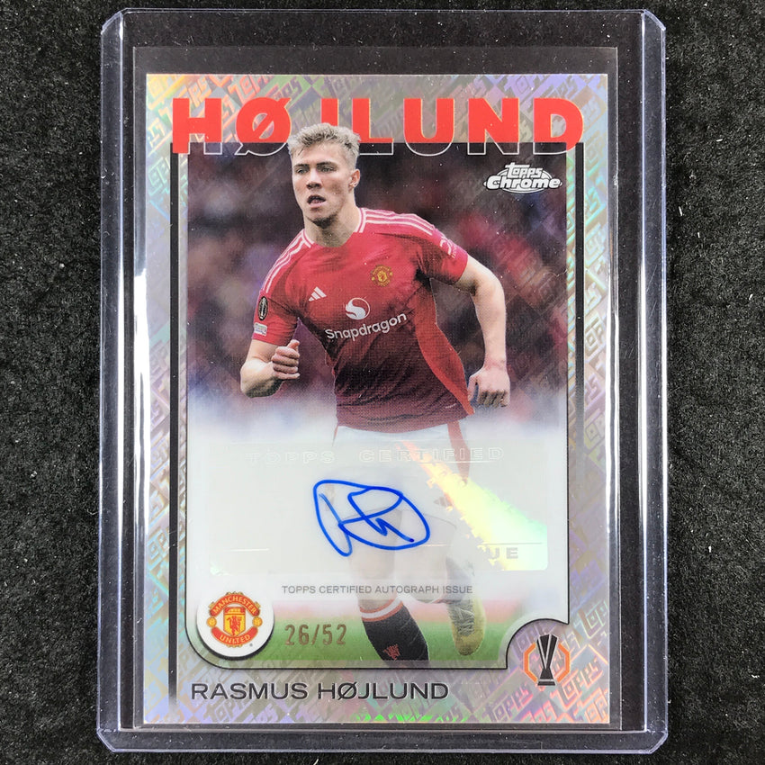 2024-25 Topps Chrome UEFA Club Comp RASMUS HOJLUND Auto Toppsfractor 26/52
