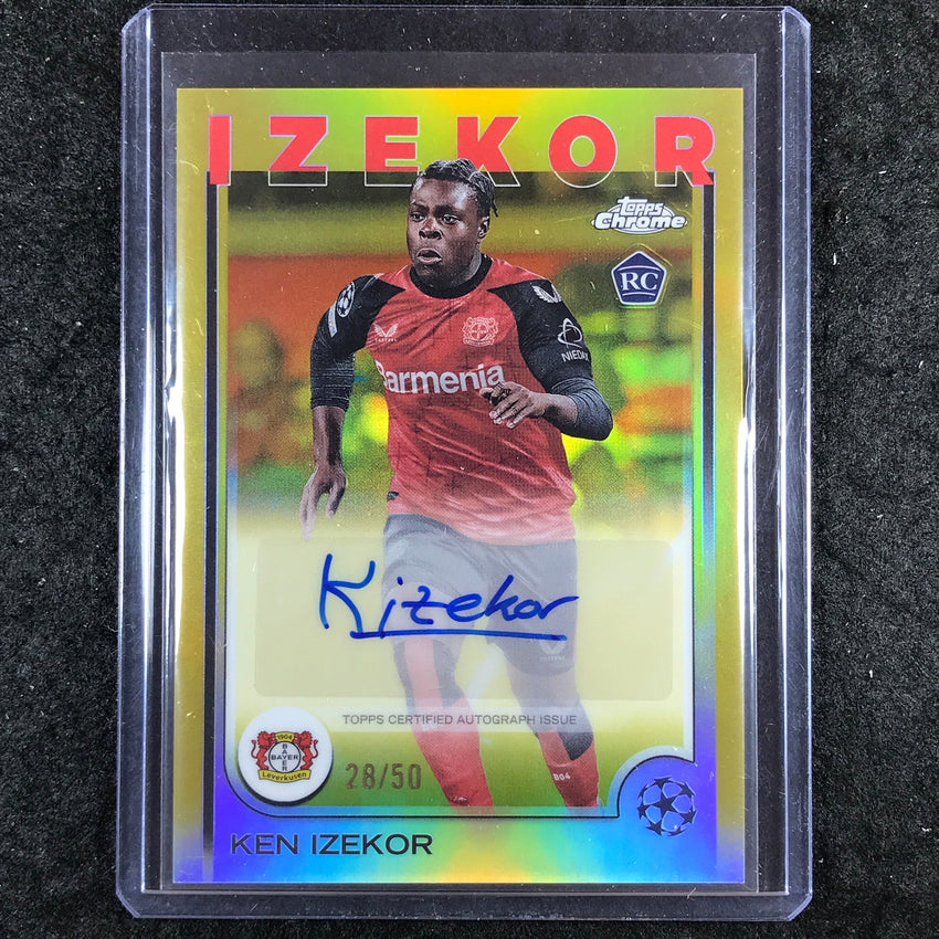 2024-25 Topps Chrome UEFA Club Comp KEN IZEKOR Chrome Rookie Auto Gold 28/50