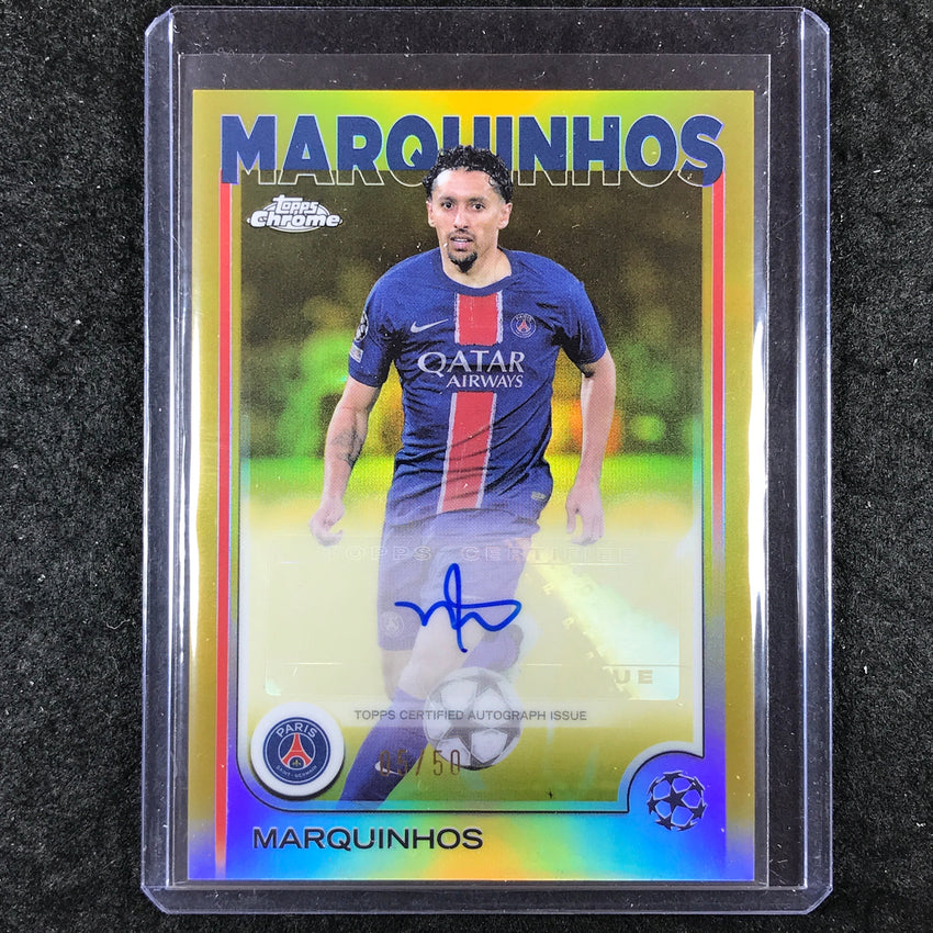 2024-25 Topps Chrome UEFA Club Comp MARQUINHOS Chrome Auto Gold 5/50