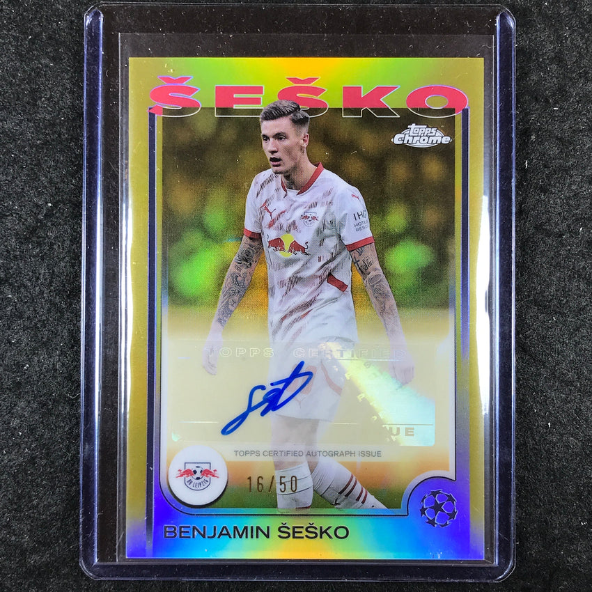 2024-25 Topps Chrome UEFA Club Comp BENJAMIN SESKO Chrome Auto Gold 16/50