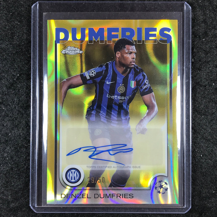 2024-25 Topps Chrome UEFA Club Comp DENZEL DUMFRIES Chrome Auto Gold Lava 29/50