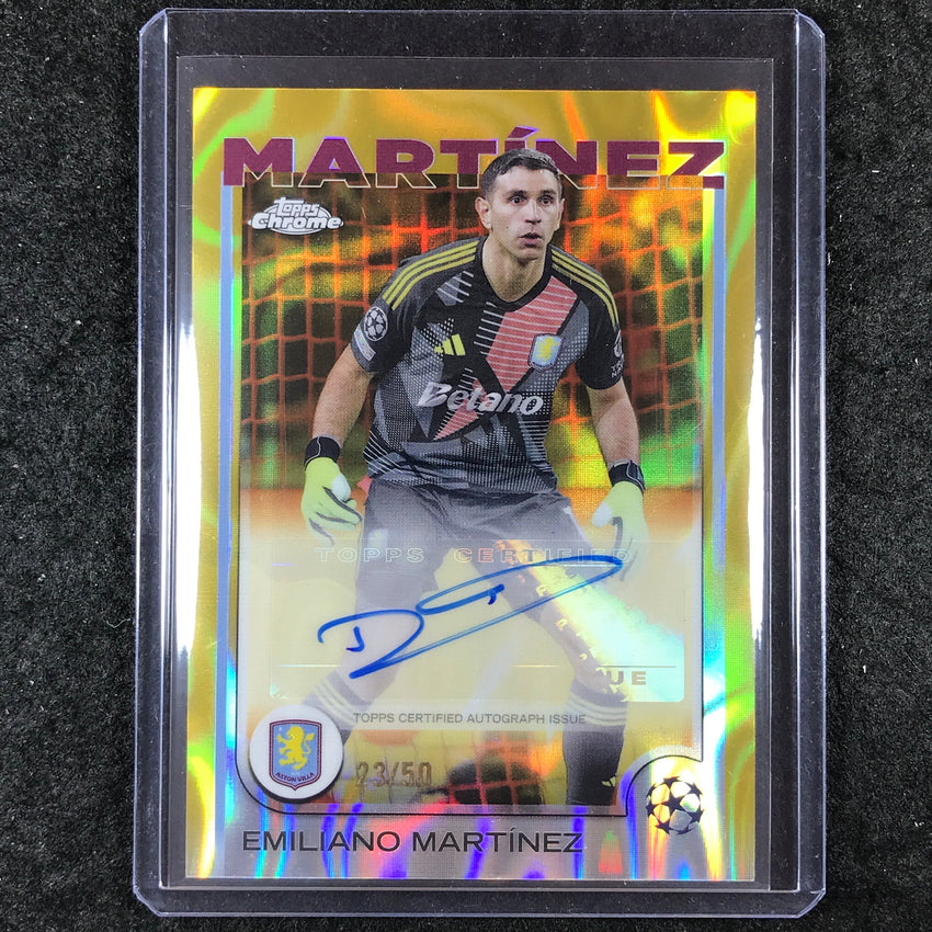 2024-25 Topps Chrome UEFA Club Comp EMILIANO MARTINEZ Auto Gold Lava 23/50