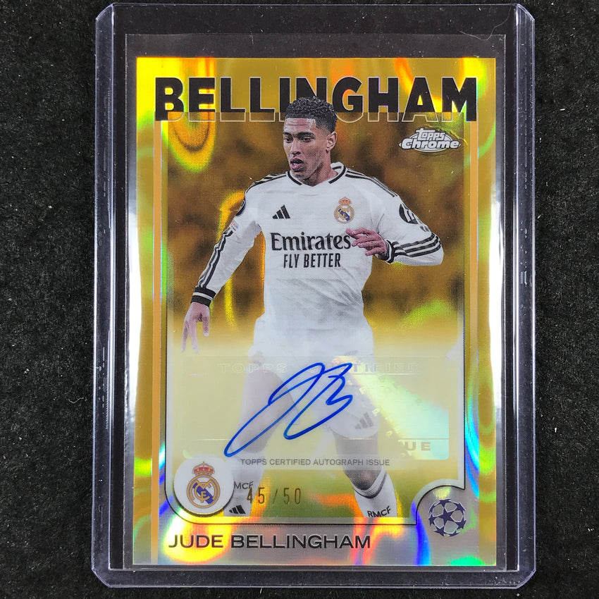 2024-25 Topps Chrome UEFA Club Comp JUDE BELLINGHAM Chrome Auto Gold Lava 45/50