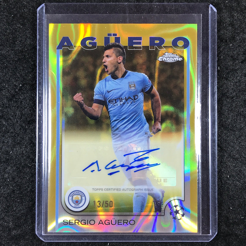 2024-25 Topps Chrome UEFA Club Comp SERGIO AGUERO Chrome Auto Gold Lava 13/50