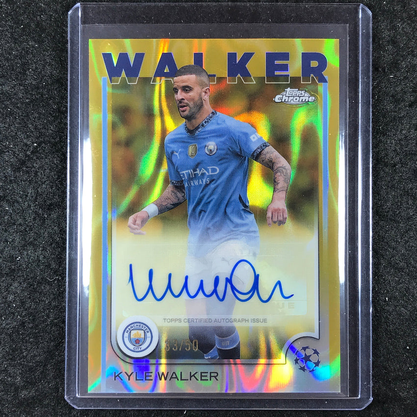 2024-25 Topps Chrome UEFA Club Comp KYLE WALKER Chrome Auto Gold Lava 33/50