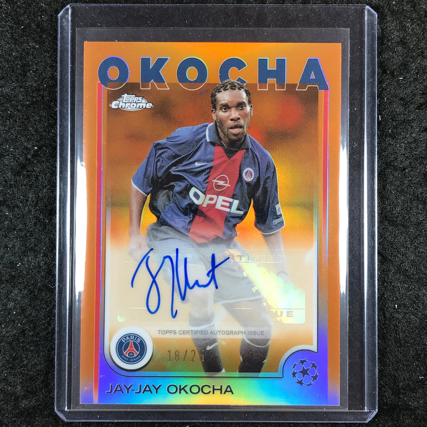 2024-25 Topps Chrome UEFA Club Comp JAY-JAY OKOCHA Chrome Auto Orange 18/25