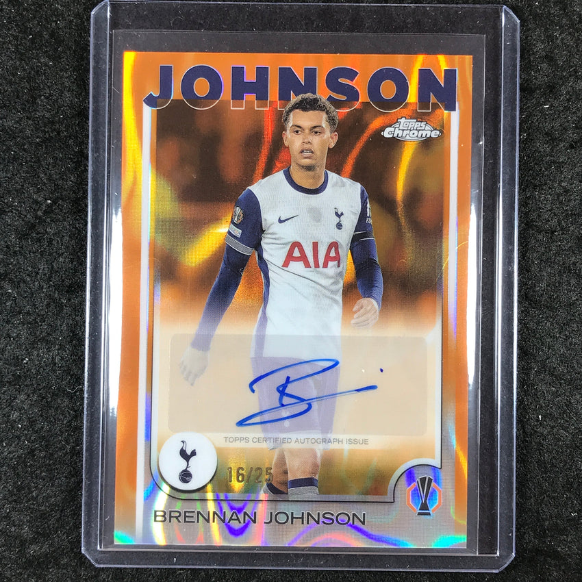 2024-25 Topps Chrome UEFA Club Comp BRENNAN JOHNSON Auto Orange Lava 16/25